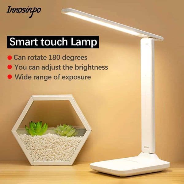 LED Touch Switch White Folding Desk Lamp Bedroom Bedside Study Reading Eye Care Night Lamp USB Plug-in Dimmable White Desk Lamp Z241130