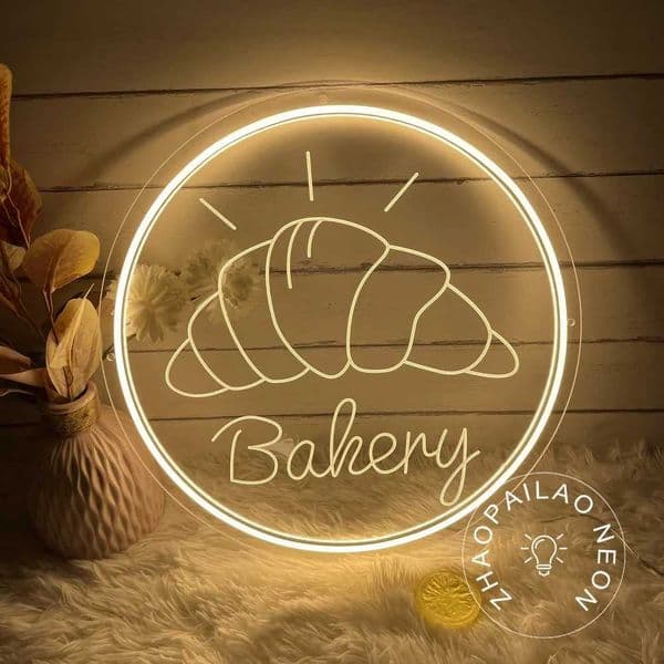 40cm Bakery Neon Signs Led Lights Bake House Decor Wall Cupcake Croissant Baguette 3D Carved Neon Light Sign Coffee Cafe Sign Z241130