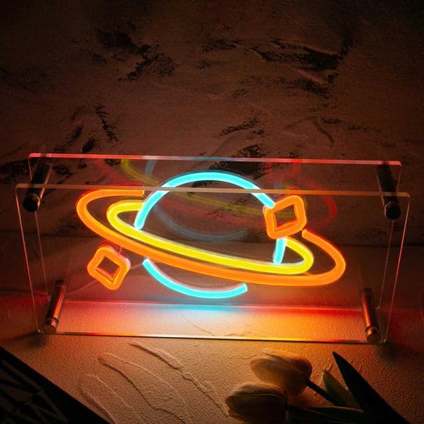 Planet Neon Light Wall Decor Dimmable Moon Star LED Sign Light Up Kids Girl Bedroom Gift USB Powered Z241130