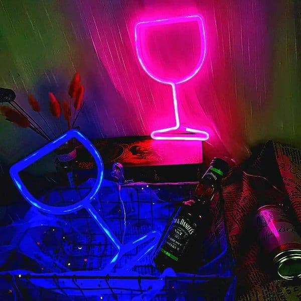 Wine Glass Led Neon Light Signs Winebowl Wall Hanging Lamp Wall Night Light USB Battery Operated Neon Sign Bar Room Decor Gifts Z241130