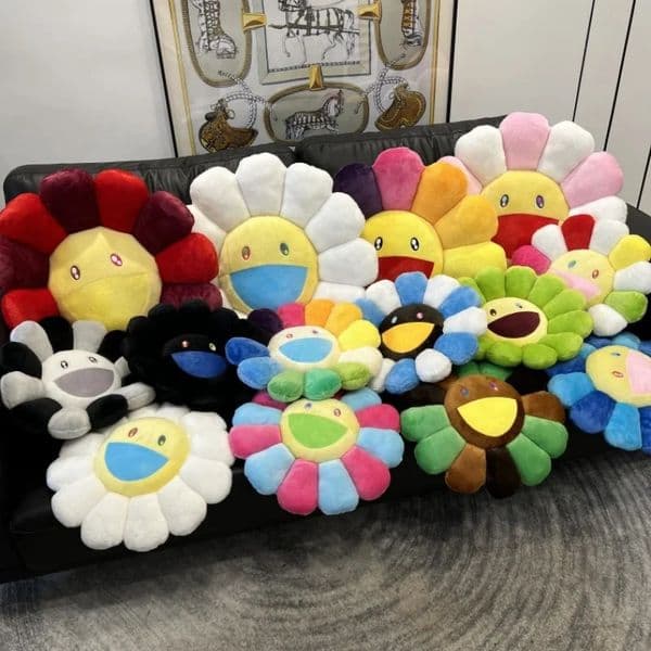 Luxury Designer Creative Stuffed Flower Cute Smile Rainbow Sunflower Decorative Pillow Office Back h Plush Cushion 240422 Free Shipping
