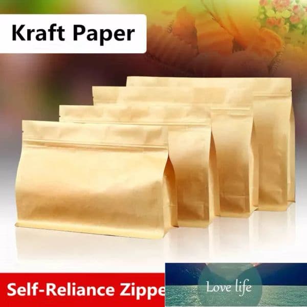 All-match 26x19x8cm Large capacity stand kraft paper food packaging zip lock pouch gift candy baking snacks biscuit tea package storage heat seal bags