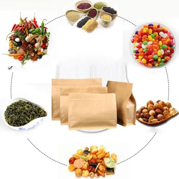 26x19x8cm All-match Large capacity stand kraft paper food packaging zip lock pouch gift candy baking snacks biscuit tea package storage heat seal bags