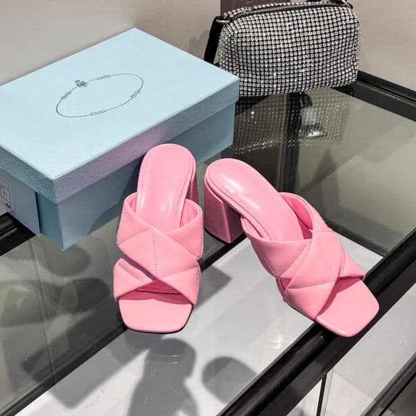 Quality 6.5cm heels slippers with open toe sandals women's luxury brand leather slide outsole elegant vintage evening dress shoes factory shoes with box
