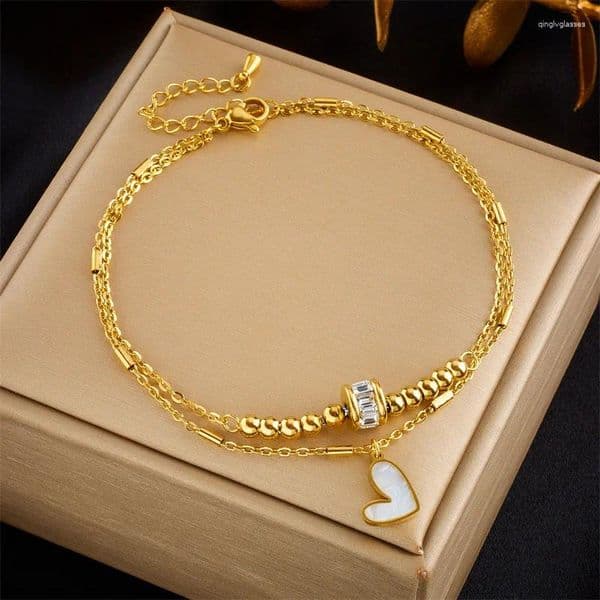 Anklets 316L Stainless Steel Heart Love For Women Girl Trend Bracelets Ankle Chains Non-Fading Jewelry Gift Party Drop B5