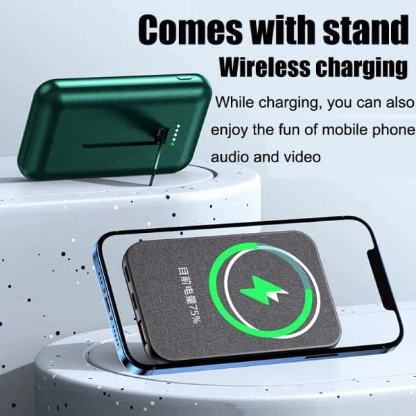 Portable Magnetic 5000mAh Stand Power Bank For iPhone12 13 Pro Max Wireless Charge 15W Fast Charging Branket External Battery
