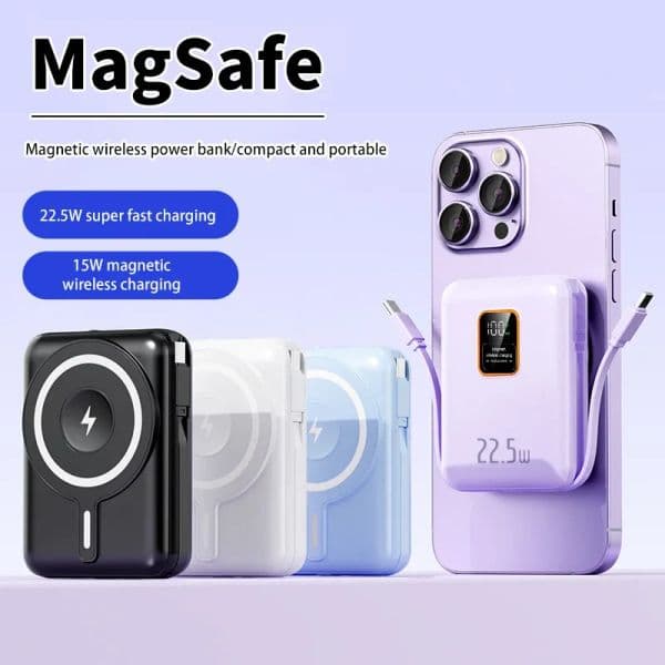 New 30000mAh Wireless Power Bank charge 22.5W Magnetic Portable Powerbank Type C Fast Charger For iPhone Xiaomi Samsung