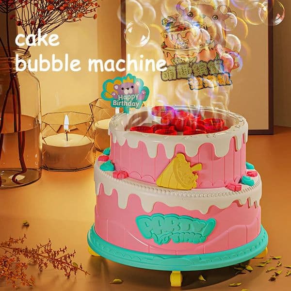 Electric Children Cake Bubble Machine Toy Flashing Music Automatic Girl Toys Birthday Gift 240202