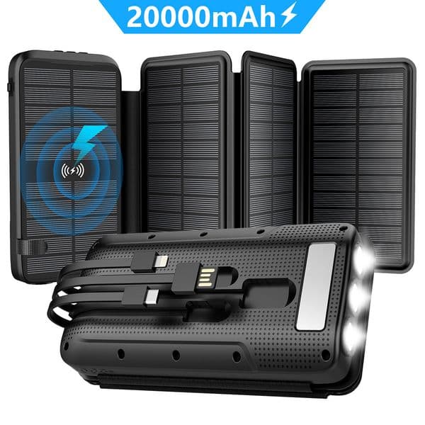 20000mAh Fast Charging Solar Power Bank Qi Wireless Charger foriPhone Samsung Huawei Xiaomi PD20W Powerbank solar charging panel
