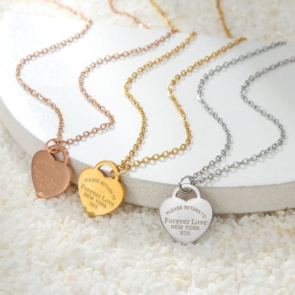 Heart Necklace Womens Stainless Steel Gold Pendant Fashion Couple Necklace Jewelry Gift Girlfriend Jewelry Wholesale DHL FREE SHIPPING