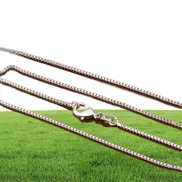 Bulk 1MM 925 sterling Silver Box chains Choker necklaces For women Men Jewelry Pendant Making 16 18 20 22 24 inches