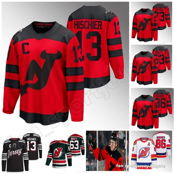 Nico Hischier 2024 Stadium Series Devils Jerseys Luke Hughes Timo Meier Jack Hughes Jesper Bratt Dawson Mercer Dougie Hamilton New Jersey Toffoli Smith Lazar