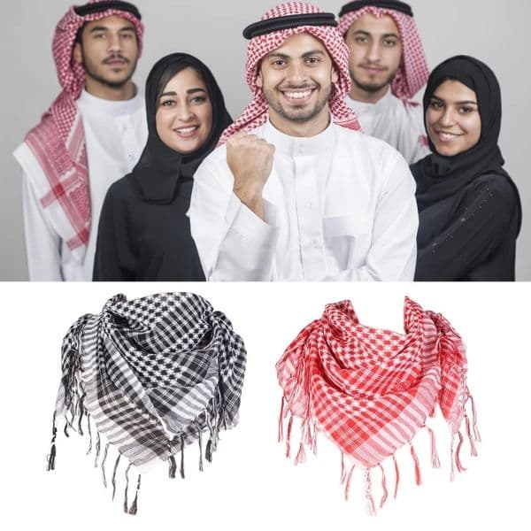 Multiuse Arafat Hijab Scarf Tassels Shawl Bandana Adult Desert Arab Shemagh Headscarf Arabian Dubai Saudi Head Covering 240524