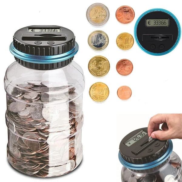 Electronic Piggy Bank Counter Coin Digital LCD Counting Coin Money Saving Box Jar Coins Storage Box for USD EURO Money Gifts UK 240531