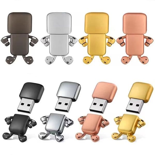 Cute Cartoon Metal Robot 4GB 8GB 16GB 32GB 64GB 128GB Waterproof USB Flash Drives Pen Drive Memory Stick U Disk Pendrive