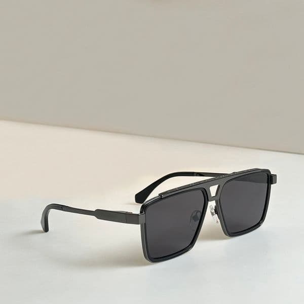 Metal Square Sunglasses Black Metal/Dark Grey Lenses Men Designer Sunglasses Summer Shades Sunnies Lunettes de Soleil UV400 Eyewear