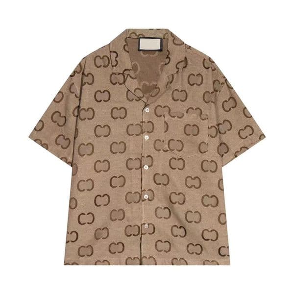 Designer Embroidered Button Summer Casual Short Sleeved Men's Top Shirt Breathable T-Shirt Clothing 7a9d