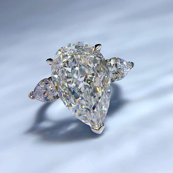 Choucong Pure 100% 925 Sterling Silver Moissanite Diamond Party Luxury Jewelry Water Drop 5CT Gemstones Party Women Eternity Engagement Band Ring Gift