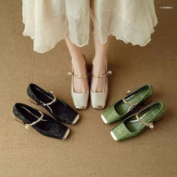 Casual Shoes Low Heel Shoe Shallow Mouth Brief Pumps Basketball Platform Lace-Up Slip On Sandals Ladies Mary Jane All-Match 2024 Square Toe