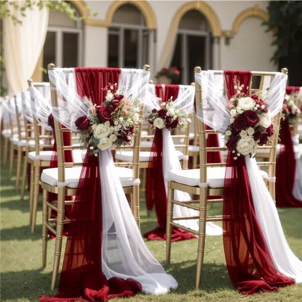 50PCS Chiffon Chair Sashes Wedding Chair Decoration 17x250cm For Wedding Aisle Decorations Party Banquet Event Baby Shower 0607