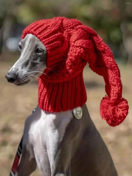 Dog Apparel Hand Knit Winter Wool Greyhound Large Beanie Hat Accessories Whippet Snood For Dogs B5
