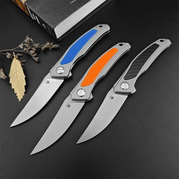 3Models Shirogorov F95 Flipper Folding Knife 3.97 D2 Satin Blade Steel Handles Survival Camping Tactical Pocket Knives Utility EDC Tools