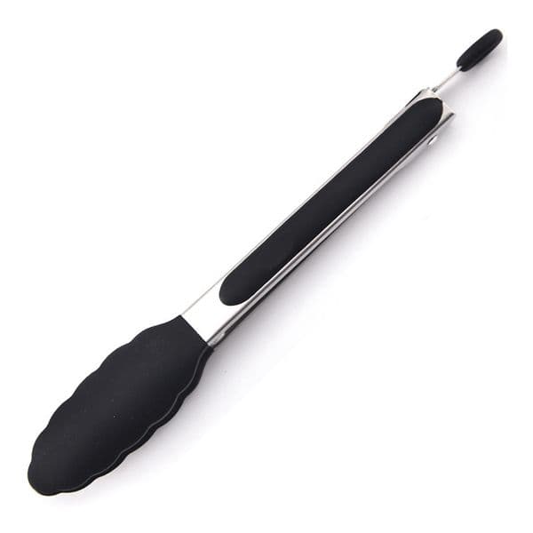 9 inch Silicone Kitchen Tongs Stainless Steel BBQ Grilling Cooking Locking Food Serving Tongs BPA Free HW0294