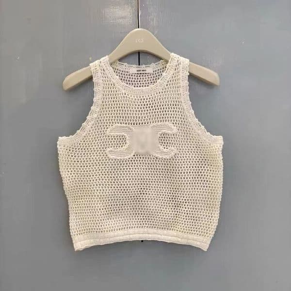 Women new holloe out knitted crochet logo letter embroidery summer designer tank tops vest