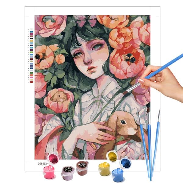 AZQSD Painting By Numbers Girl Flower Portrait Home Decor 60x75cm Framed Picture Artcraft On Canvas Figure Wall Art