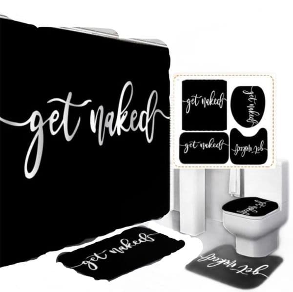 4 Pcs/set Bathroom Shower Curtain Set Waterproof Printing Ground Mat Cover Toilet Seat Covers Home Decor 180X180CM