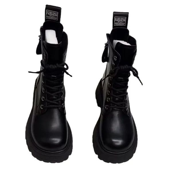 SLX Winter British Style Womens Martin Boots Black Retro Zipper Thick Bottom Joker High Quality Soft Leather Booties 240611 dh5367242