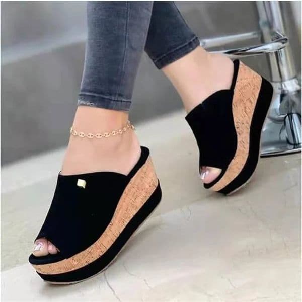 Slippers Summer Clogs Wedge Vintage Fish Mouth Large Size Sandals Womens High Heel Platform Solid Color Plus Size Shoes Sandals 240611