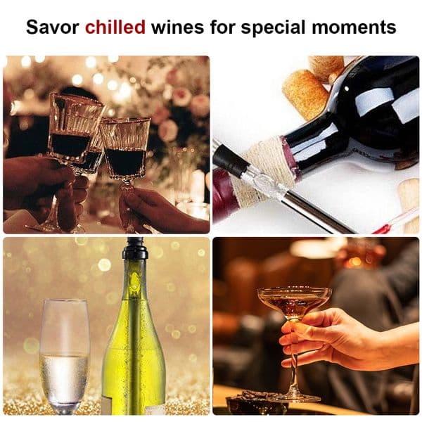 Wine Cooler Set Wine Bottle Cooler Stick Straw Cleaning Brush Wine Stoppers for Wine Lovers for Home Kitchen Party Restaurant