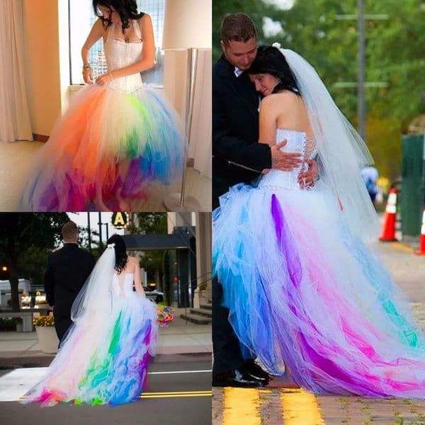 Rainbow High Low A-Line Dresses Halter Corset Boho Beach Wedding Gowns Colorful Tulle Country Bridal Dress 2026 Summer Youmaigowns
