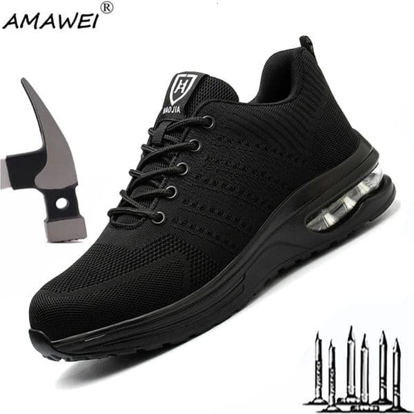 Breathable Shoes: Lightweight Steel Toe Safety Shoes For Men & Women, Anti-Puncture Work Sneakers - Summer hot Cushion Design