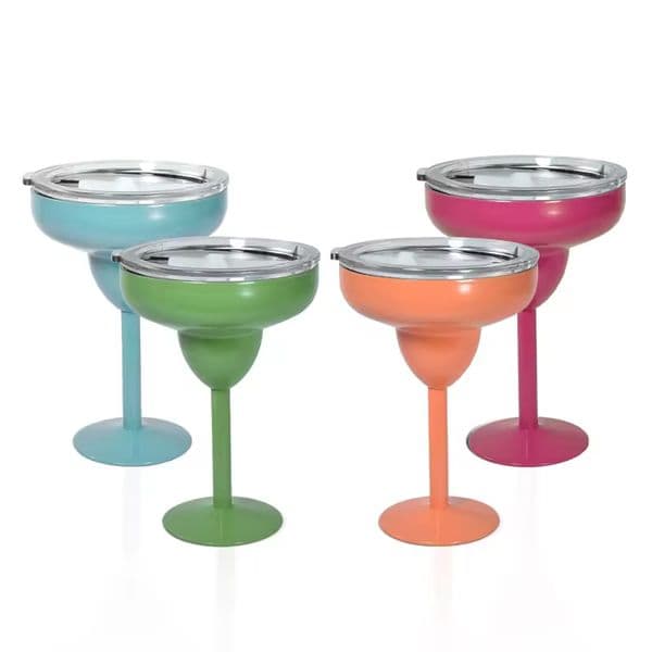 8oz Metal Custom Margarita Tumbler Stainless Steel goblet wine glass double walls vacuum insulated Martini Glasses For tails Wine Cold Drinks cup 4.23