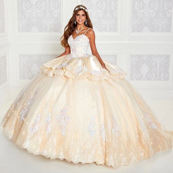 Mexican Quinceanera Dresses Ball Gown Spaghetti Straps Appliques Lace Puffy Charro Sweet 16 Dresses 15 Anos