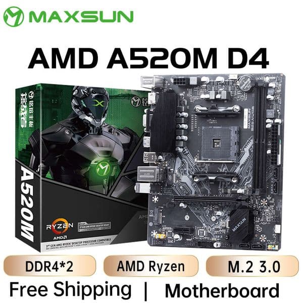 MAXSUN Gaming Motherboard AMD A520M Support RAM DDR4 M.2 USB3.2 STAT3.0 Ryzen R3 R5 R7 Desktop AM4 CPU 3600 4650 5600G 5600X