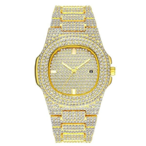 Fashion Men Women Watch Diamond Iced Out Designer Watches 18K Gold Stainless Steel Quartz Movement Male Female Gift Bling Wristwat314E
