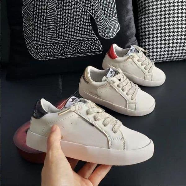 Designer New season baby boys girl Sneakers Ball tennis Shoes Sequin Classic White Leather Do-old Dirty children kids star Casual Shoe