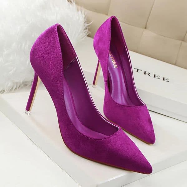 Women 9cm High Heels Yellow Burgundy Pumps Plus Size 34-43 Stripper Evening Suede Escarpins Lady Wedding Bridal Scarpins Shoes 240615