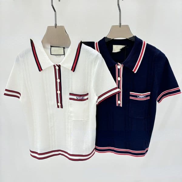 Summer New Women's T-Shirt Sweet Preppy Striped Edge Casual Knit Short Sleeve Women