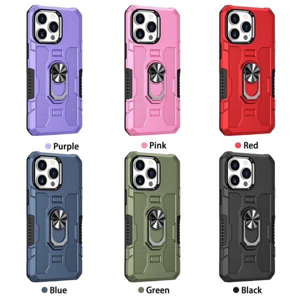 Heavy Duty Military Hybrid Armor Cases Ring Stand Shockproof Cover For iPhone 15 14 13 12 11 Pro Max X XR 8 7 6 Plus Samsun S23 FE S24 Ultra A15 A25 A35 A55 A05 A05S