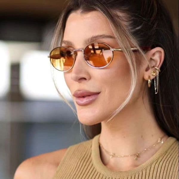 men and funny for party Designer women trendy retro oval metal frame beach shade luxury sunglasses