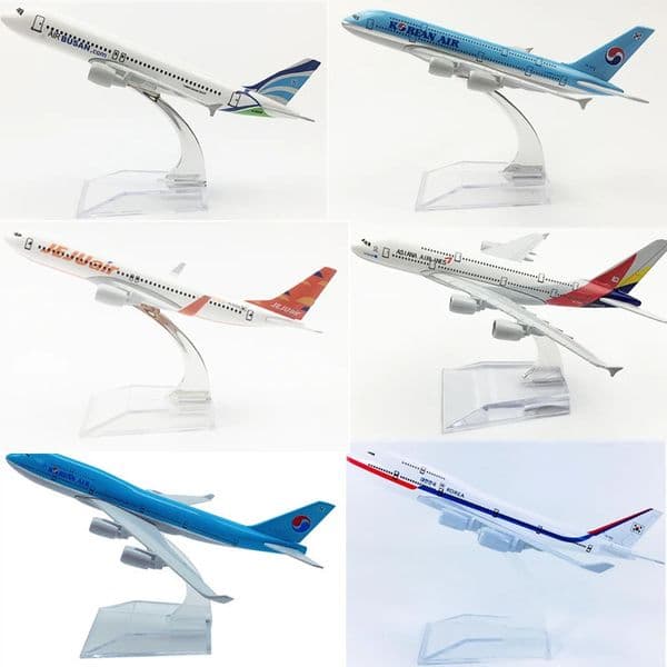 16cm Korean Air Boeing B737 B747 Airbus A320 A380 Metal Diecast Aircraft Model Korea Airplane Plane Collectible Display 240618
