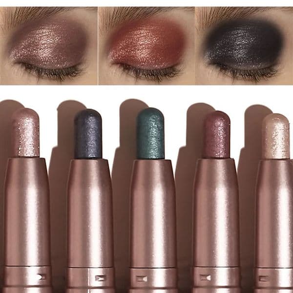 Metallic Double-head Eyeshadow Stick Diamond Shimmer Highlighter Pencil Ultra Pigmented Long Lasting Cream Eye Shadow Sponge Pen 240620