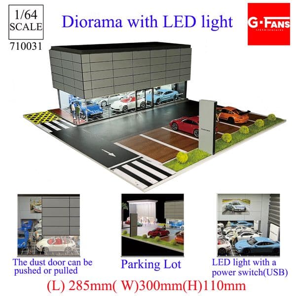 G FANS 1:64 Car Garage Diorama Model With LED Lights Parking Lots City DIY Model Sets Can Be Combined with Cities