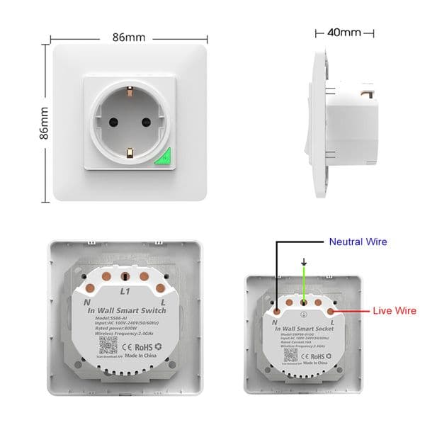 AVATTO Tuya Smart Wall Socket For Home EU 16A Wifi Power Plug Life APP Voice Remote Control Works With Google Home Alexa IFTTT