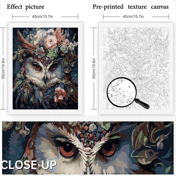 SDOYUNO Oil Painting By Numbers For Adults Flowers Owl Handpainted On Canvas Paint Kit Drawing Number Painting Home Decor Gift