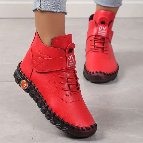 New 2024 Fur Thick Ankle Boots Women Short Leather Boots Ladies Winter Waterproof Snow Boot Plus Size 44 Shoes Woman Botas Mujer